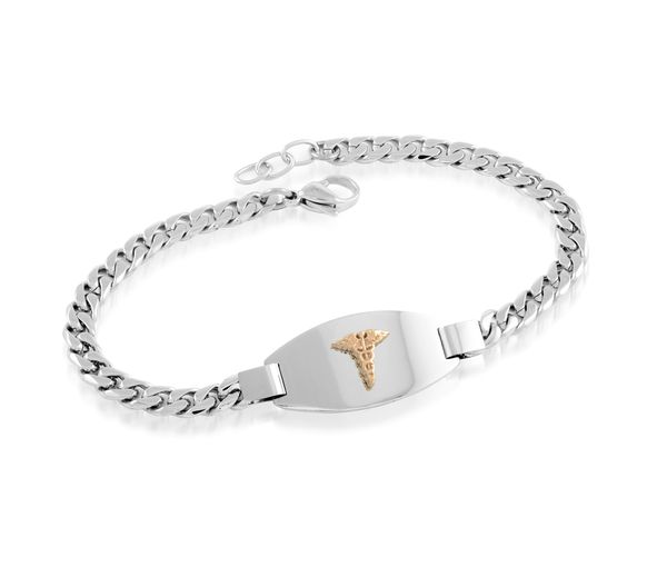 BRACELET MÉDICAL EN ACIER À MAILLE GOURMETTE